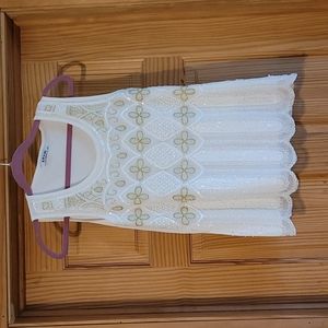 Sleeveless dress top.